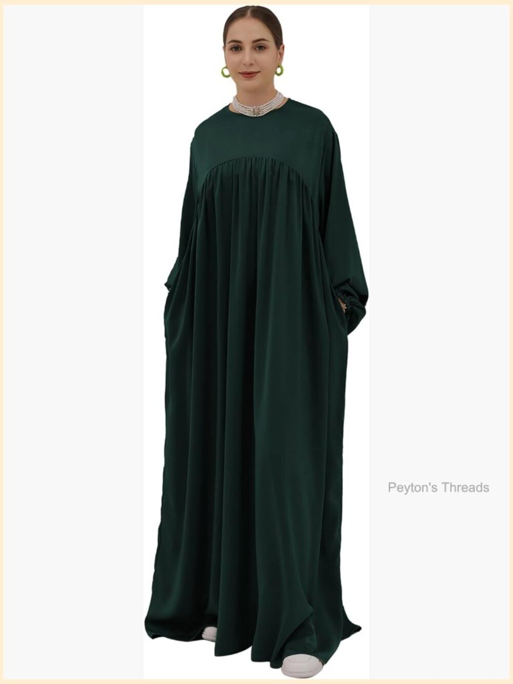 Loose Solid Maxi Dress Long Sleeve Islamic Abaya Prayer Dress